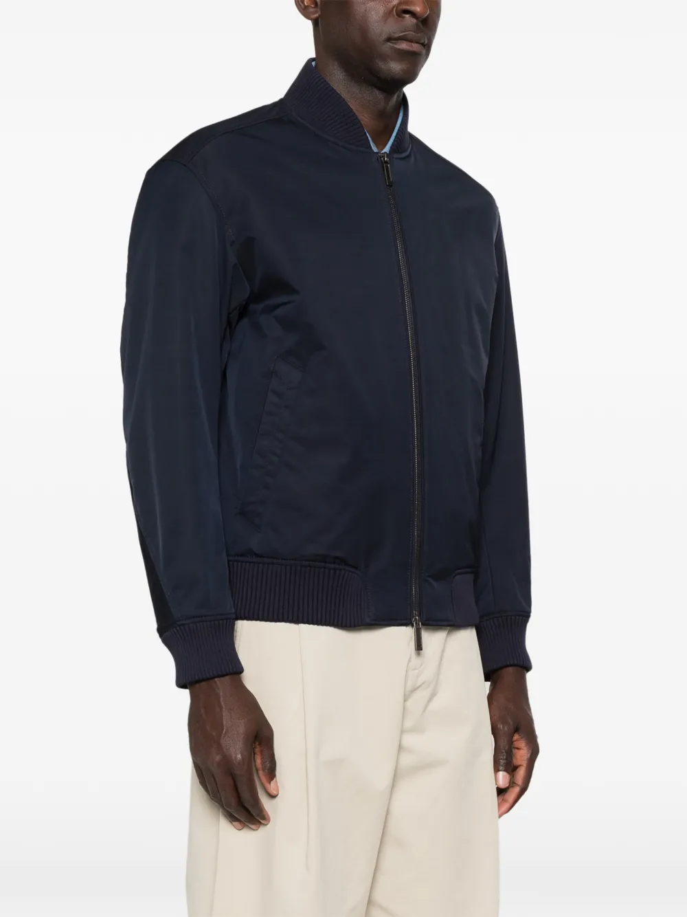 BOSS x Aston Martin jack met geribbelde afwerking en rits Blauw