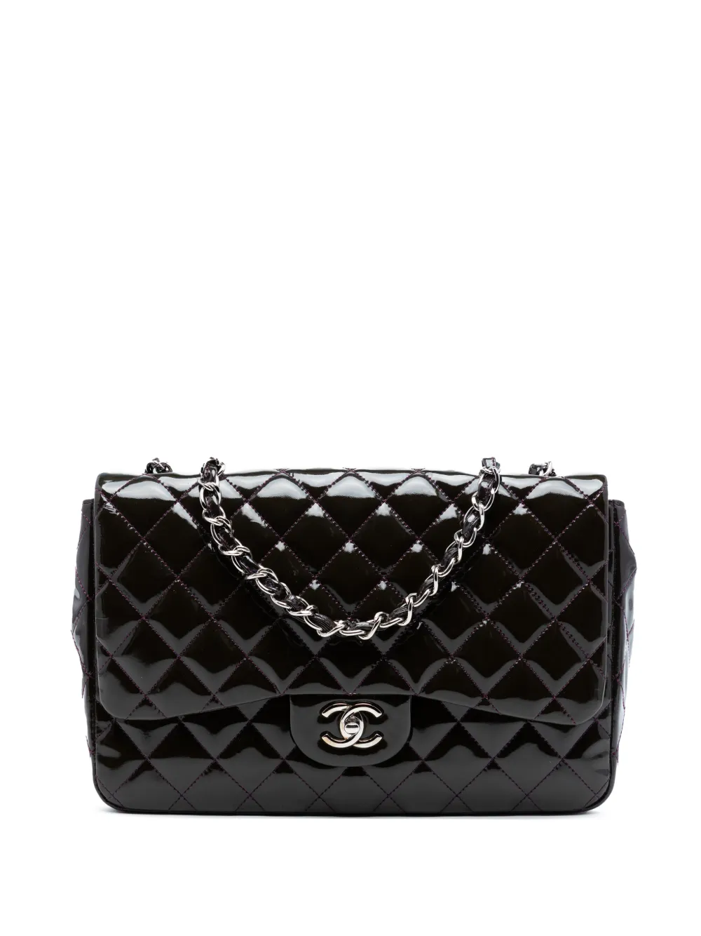 CHANEL Pre-Owned 1994-1996 Jumbo Classic Patent Single Flap shoulder bag - Viola
