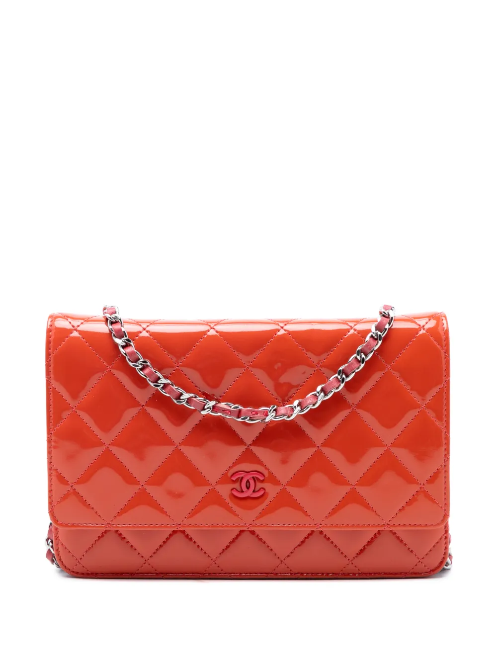 CHANEL Pre-Owned 2012-2013 CC Quilted Patent Incognito Wallet On Chain crossbody bag - Arancione
