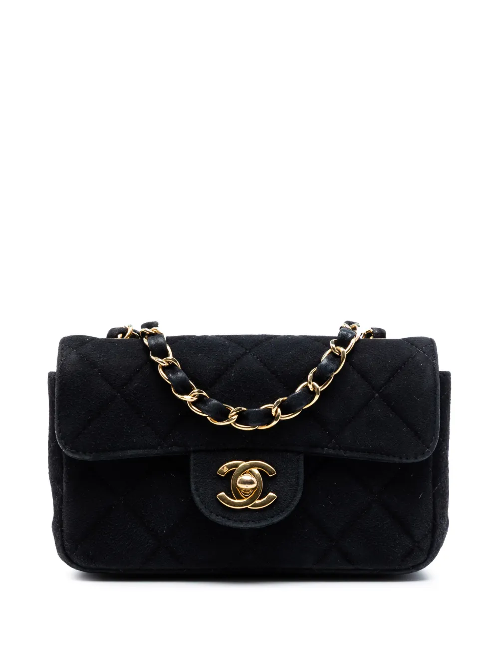 CHANEL Pre-Owned 2000-2002 Extra Mini Rectangular Classic Suede Single Flap crossbody bag - Nero