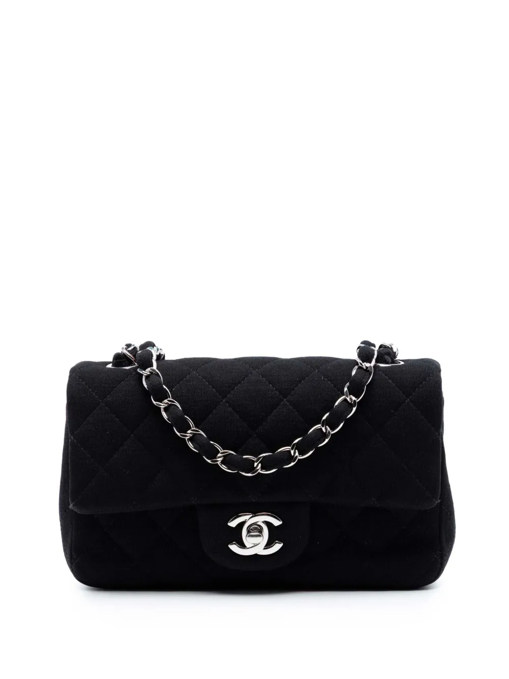 CHANEL Pre-Owned 2017-2018 Mini Rectangular Classic Jersey Single Flap crossbody bag - Nero