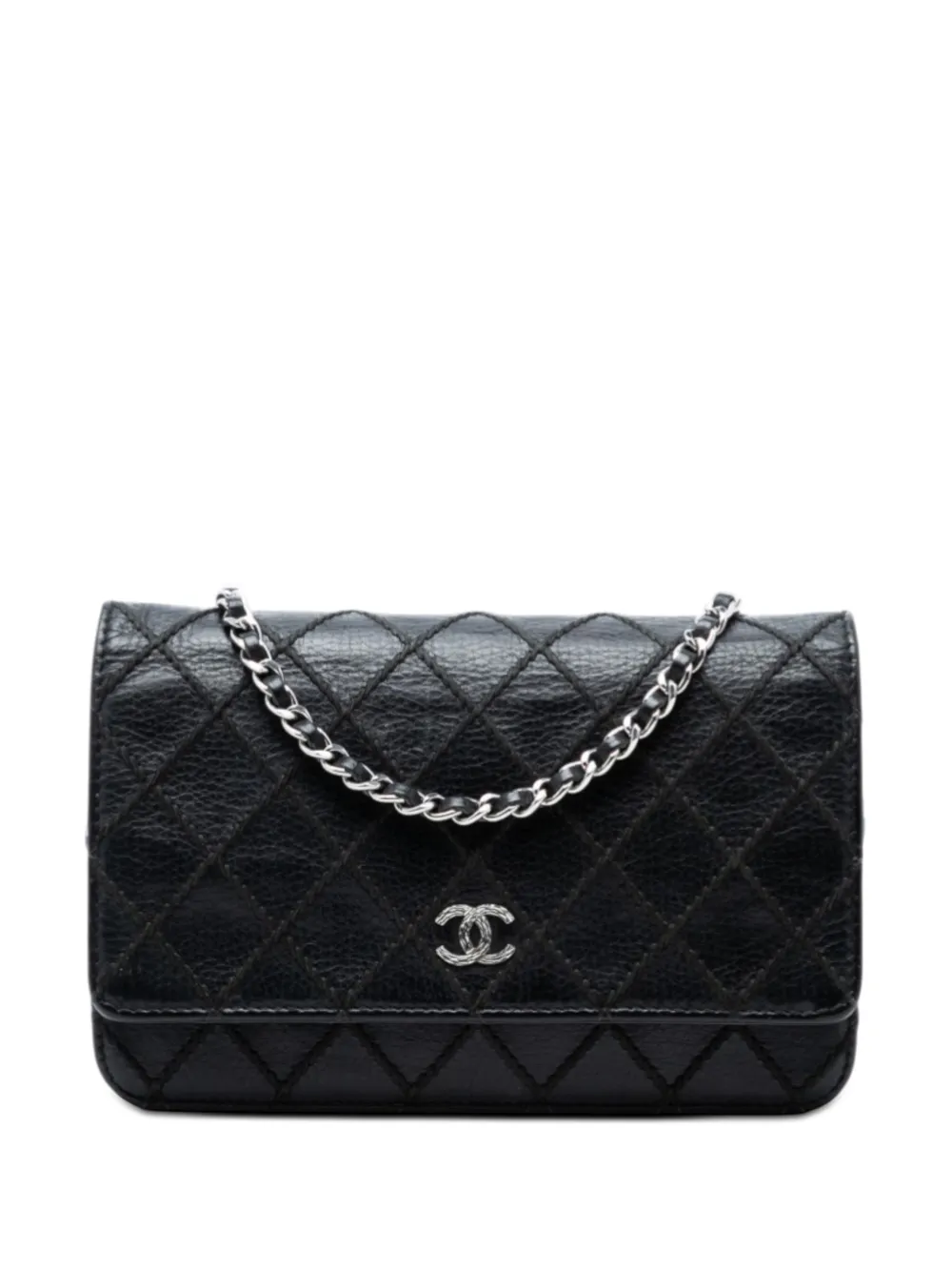 CHANEL Pre-Owned 2014 CC Lambskin Wild Stitch Wallet on Chain crossbody bag - Nero