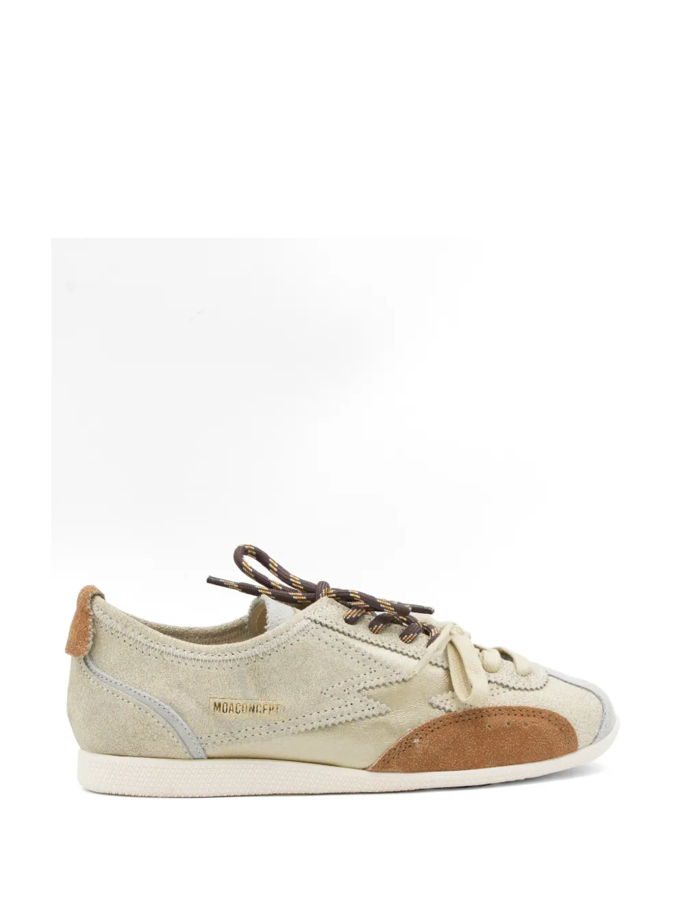 MOA CONCEPT Ikigai suede-panelled cracked-effect sneakers Beige