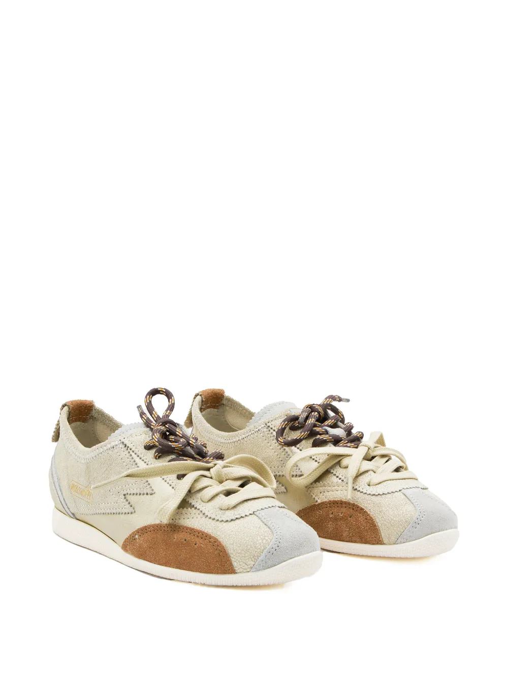 MOA CONCEPT Ikigai suede-panelled cracked-effect sneakers Beige