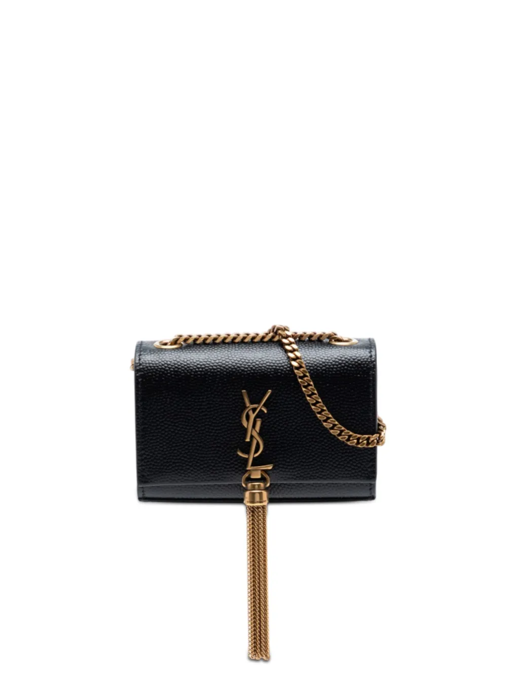 Saint Laurent Pre-Owned 2022 Grain de Poudre Monogram Kate Tassel Airpods Bag crossbody bag - Nero