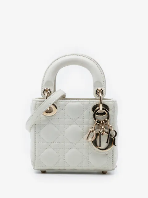 Christian Dior Pre-Owned bolsa satchel Lady Dior Cannage micro de piel de cordero 2022