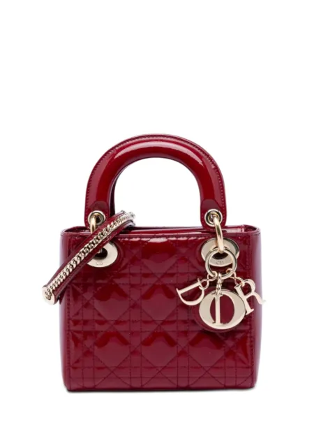Christian Dior Pre-Owned маленькая лакированная сумка-сэтчел Cannage Lady Dior (2018 год)