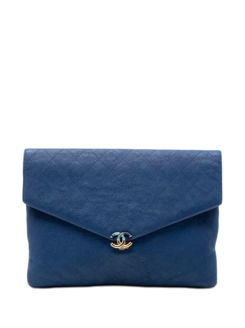 CHANEL Pre-Owned 2018 Paris Cuba Quilted Caviar Thread Around Envelope clutch bag - Blu
