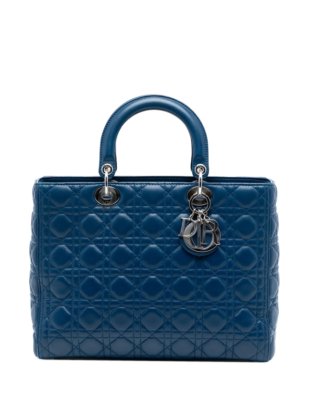 Christian Dior Pre-Owned 2014 Large Lambskin Cannage Lady Dior satchel - Blue