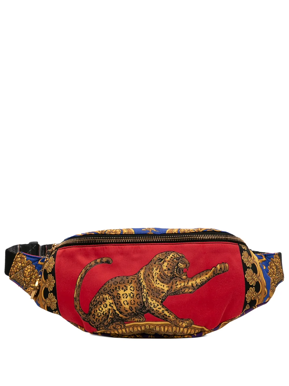 Versace Pre-Owned 2000-2026 Leopard Baroque Printed Nylon belt bag - Blu