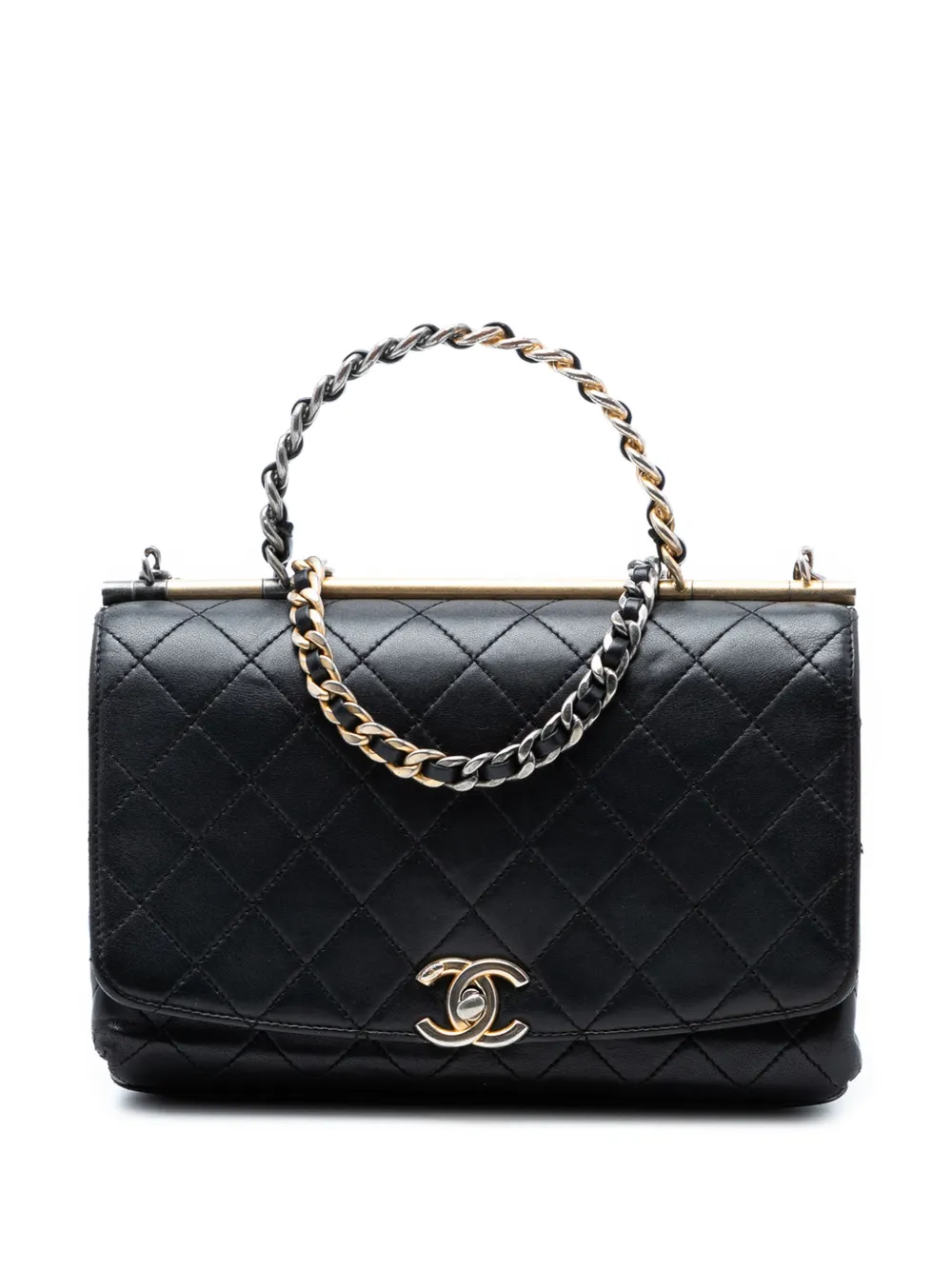 CHANEL Pre-Owned 2019 Medium Quilted Lambskin La Parisienne Flap satchel - Nero