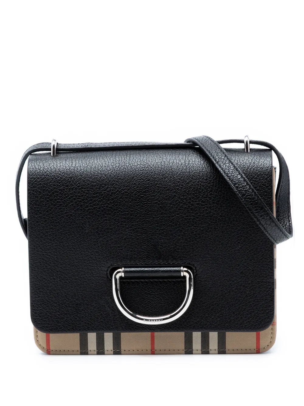 Burberry Pre-Owned 2000-2017 kleine Umhängetasche aus House Check-Canvas mit Ziegenlederbesatz und D-Ring - Braun