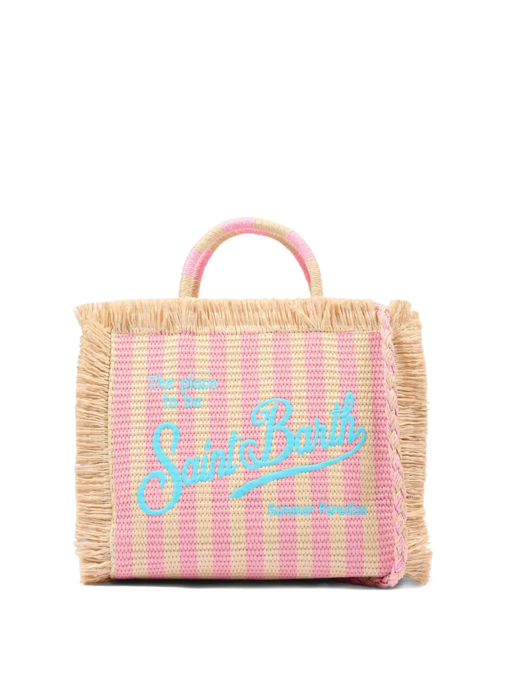 MC2 Saint Barth Kids striped fringed tote bag - Rosa