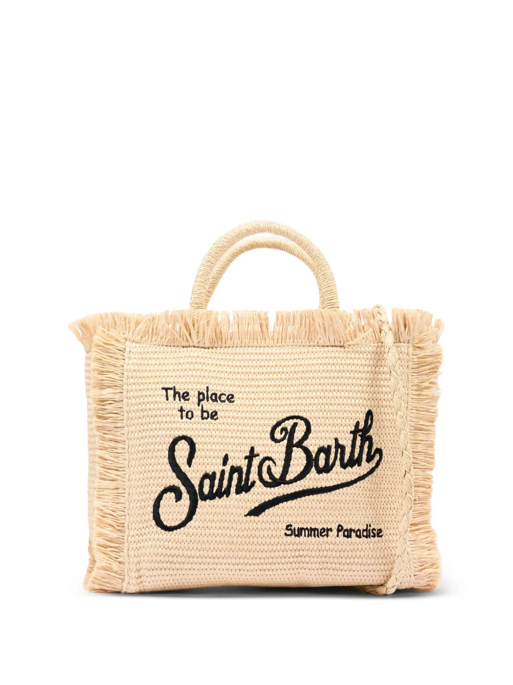 MC2 Saint Barth Kids fringed logo-embroidered tote bag - Nude