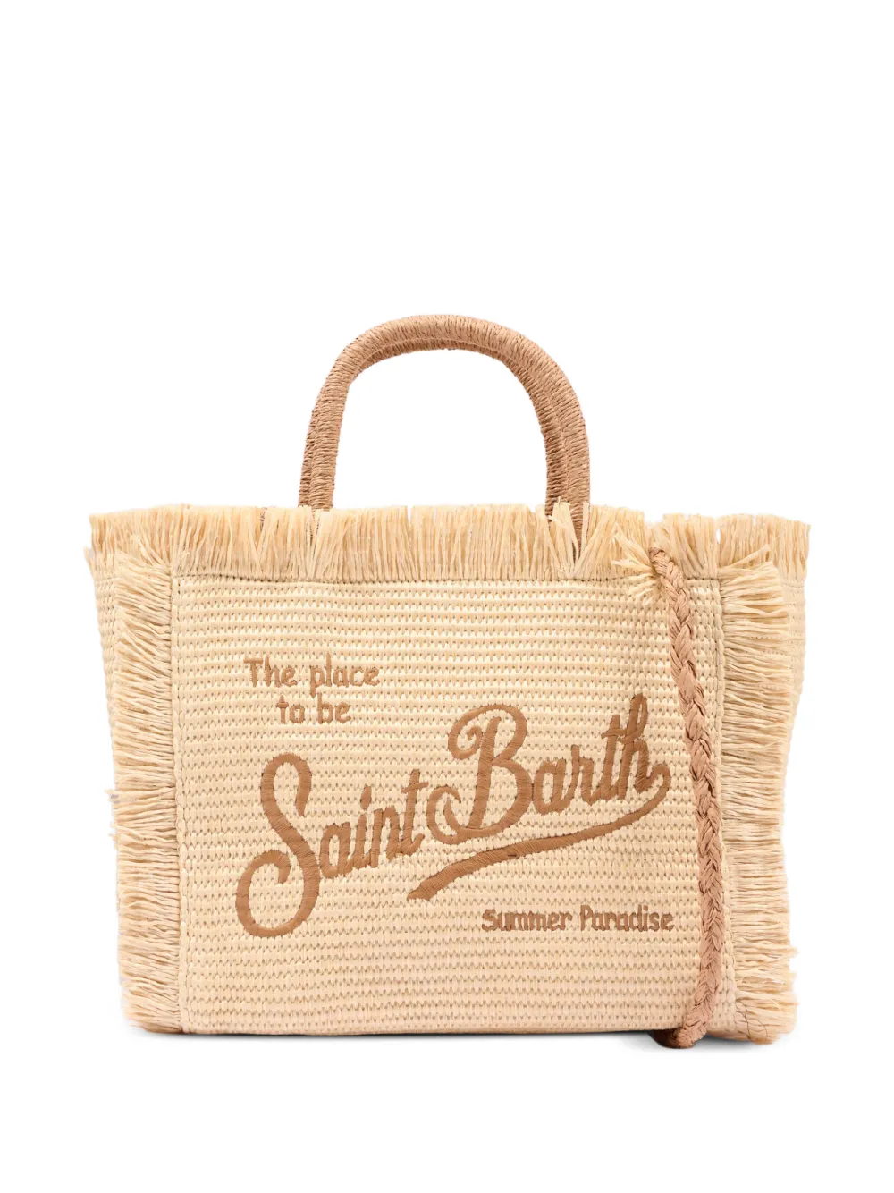 MC2 Saint Barth Kids fringe-trim logo-embroidered tote bag - Nude
