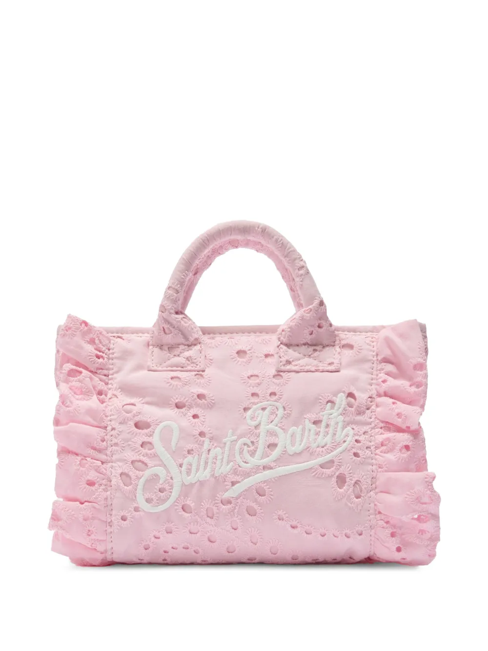 MC2 Saint Barth Vanity Mini Volant broderie anglaise shopper met ruches Roze