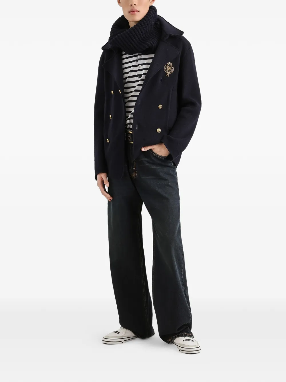 Dolce & Gabbana Jack met dubbele rij knopen Blauw