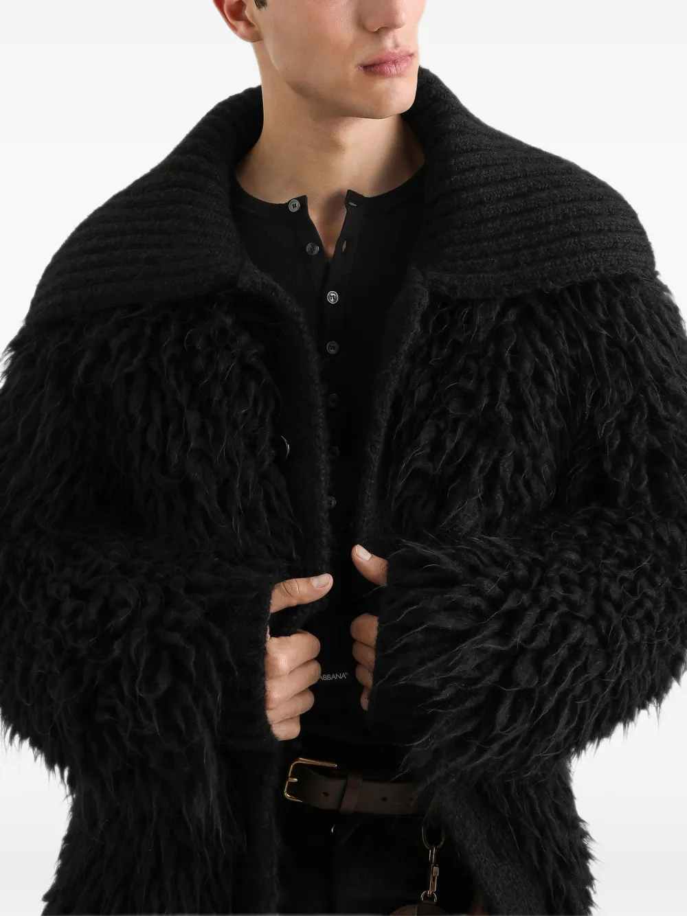 Dolce & Gabbana Gebreid vest met bont-effect Zwart