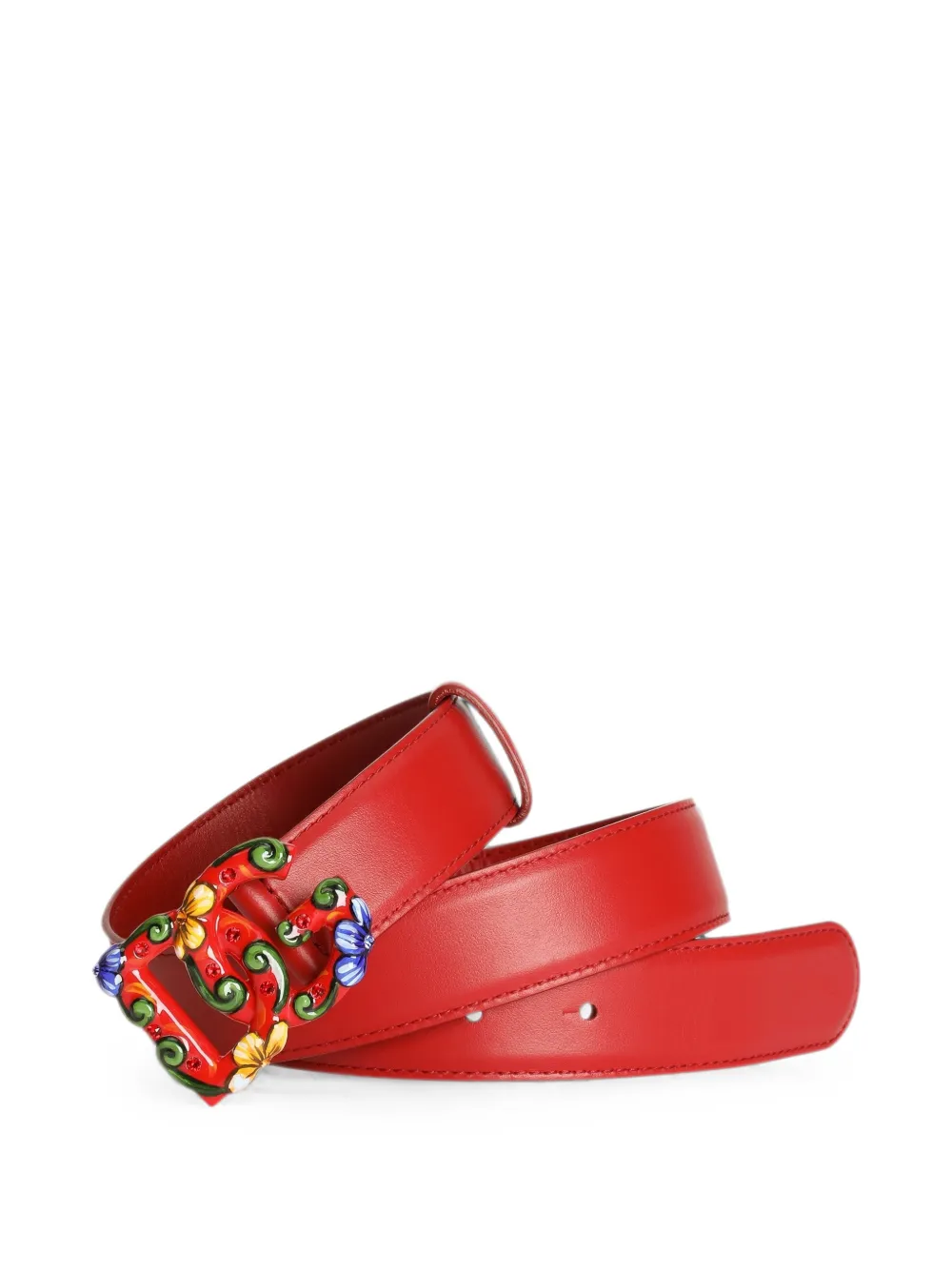 Dolce & Gabbana Kalfsleren riem met Carretto-gesp Rood