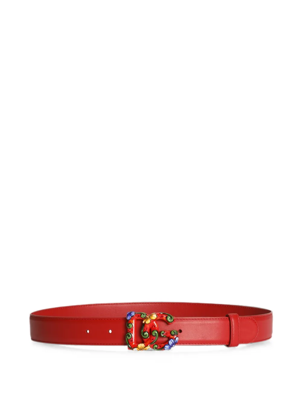 Dolce & Gabbana calfskin belt with Carretto buckle - Red