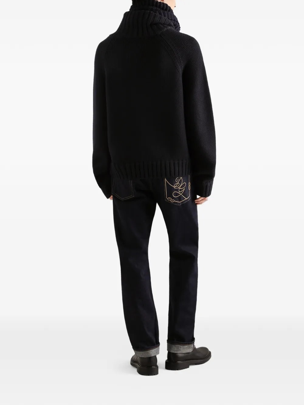 Dolce & Gabbana Glad gebreide coltrui met logo Blauw