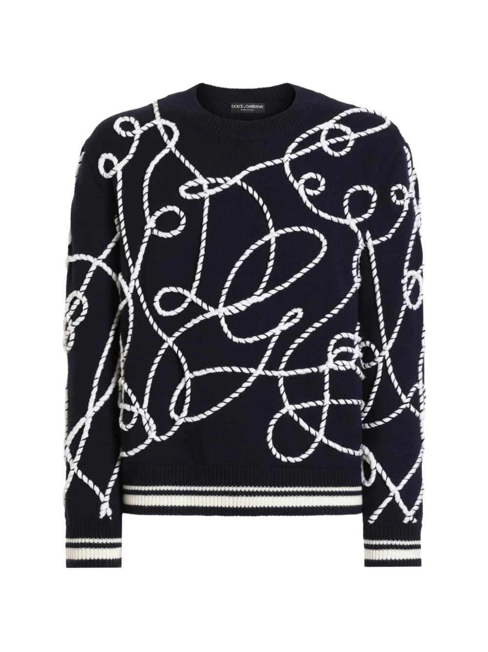 Dolce & Gabbana Maglione in lana vergine con ricamo - Nero