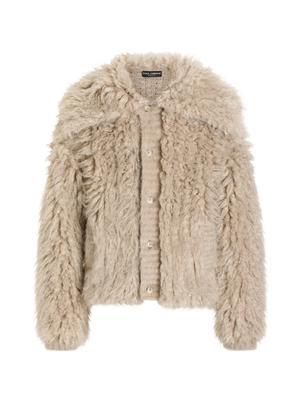Dolce & Gabbana Cardigan in mohair con effetto pelliccia - Toni neutri