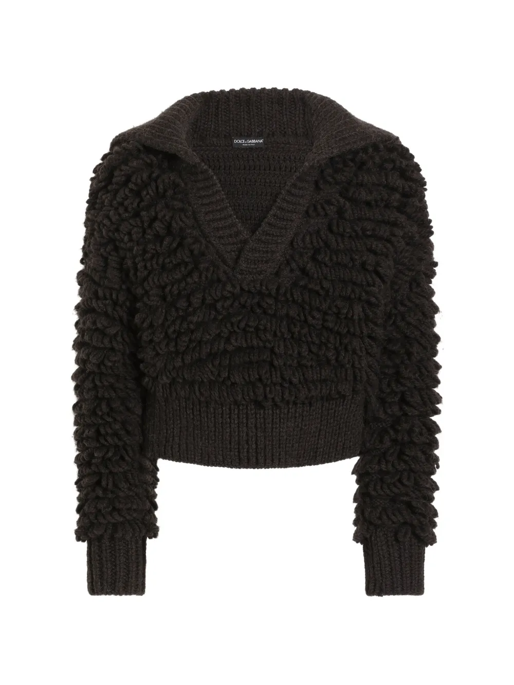 Dolce & Gabbana Maglione in lana effetto pelliccia - Marrone