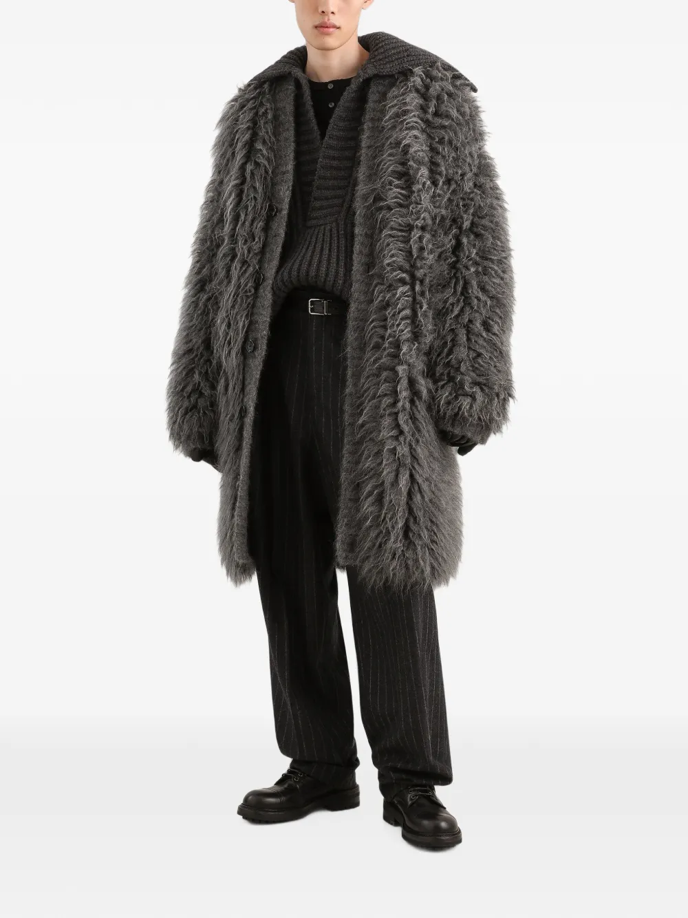 Dolce & Gabbana fur-effect mohair cardigan Grijs