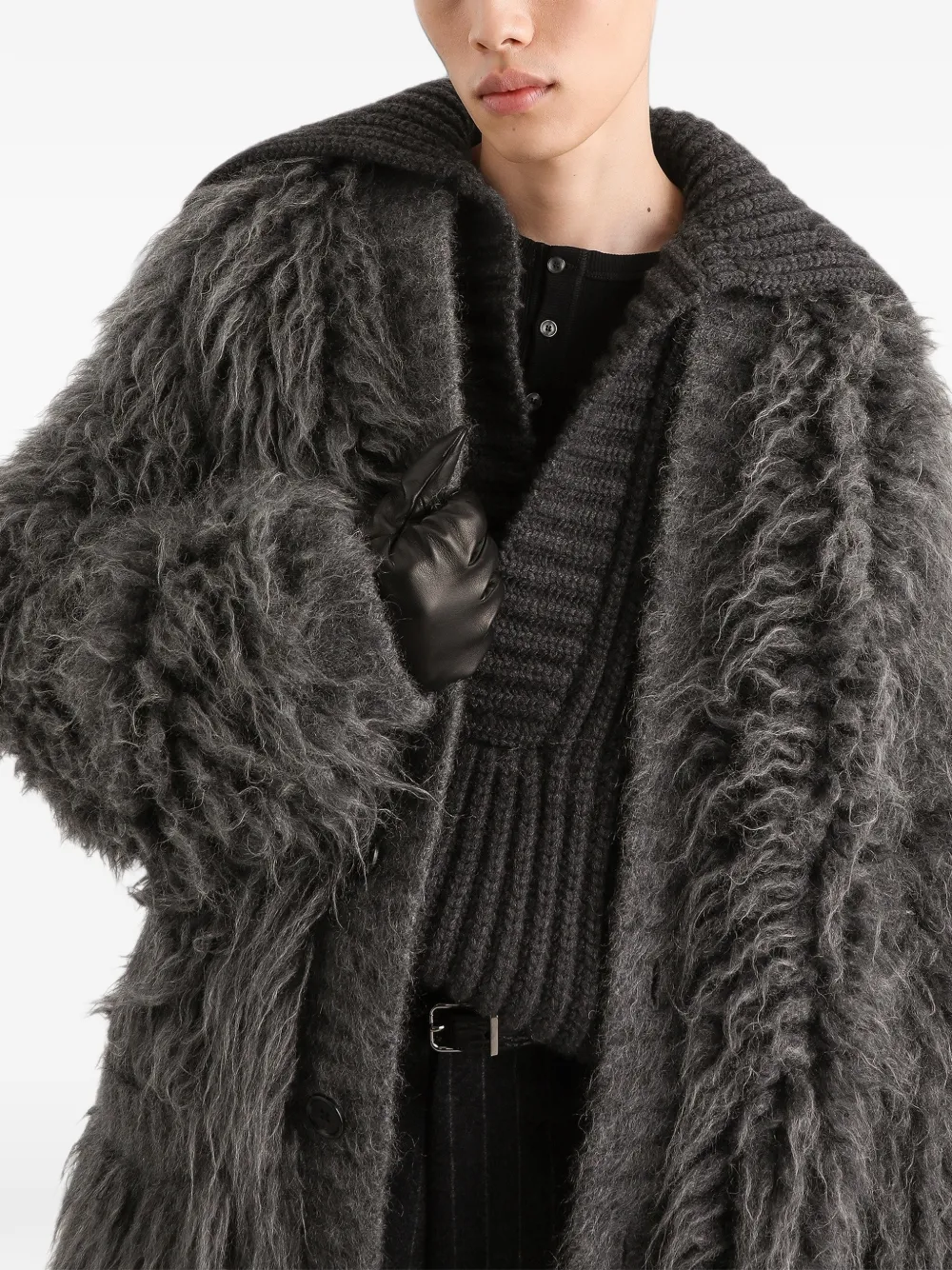 Dolce & Gabbana fur-effect mohair cardigan Grijs