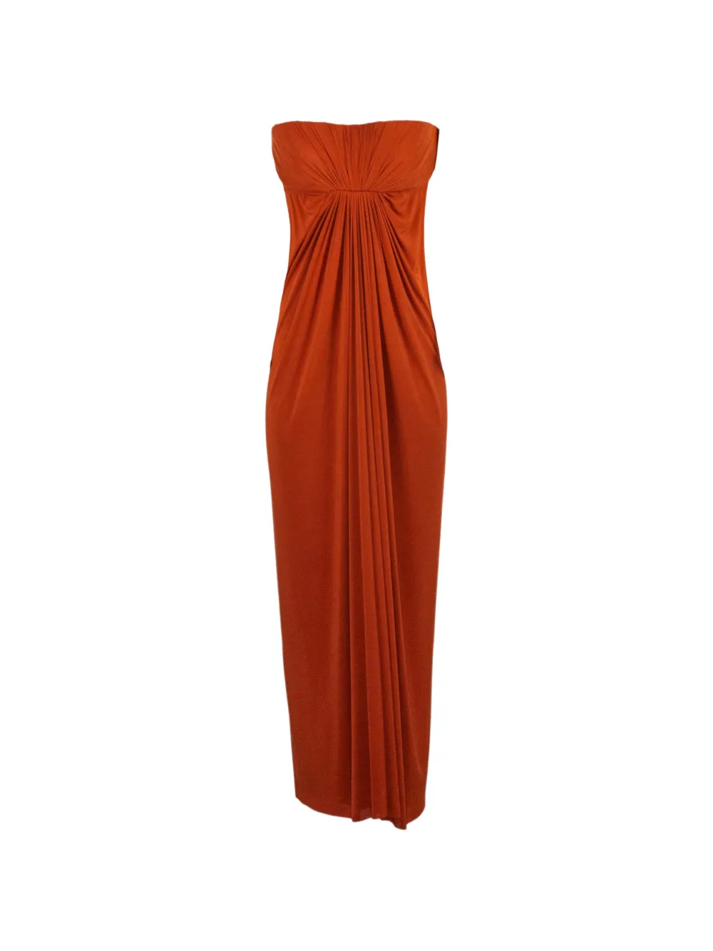 Alberta Ferretti draped strapless dress - Arancione