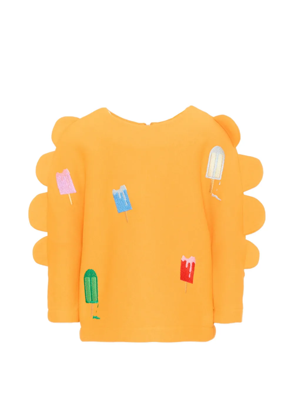 Pangolini Kids ice-cream-embroidered scalloped hoodie - Orange
