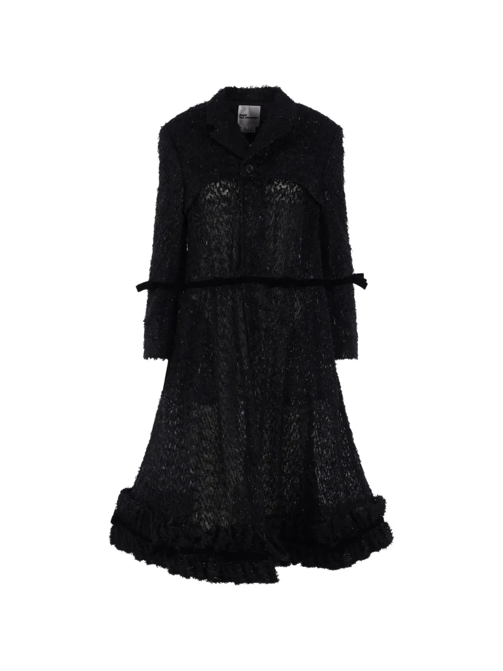 Noir Kei Ninomiya ruffled frayed coat - Nero