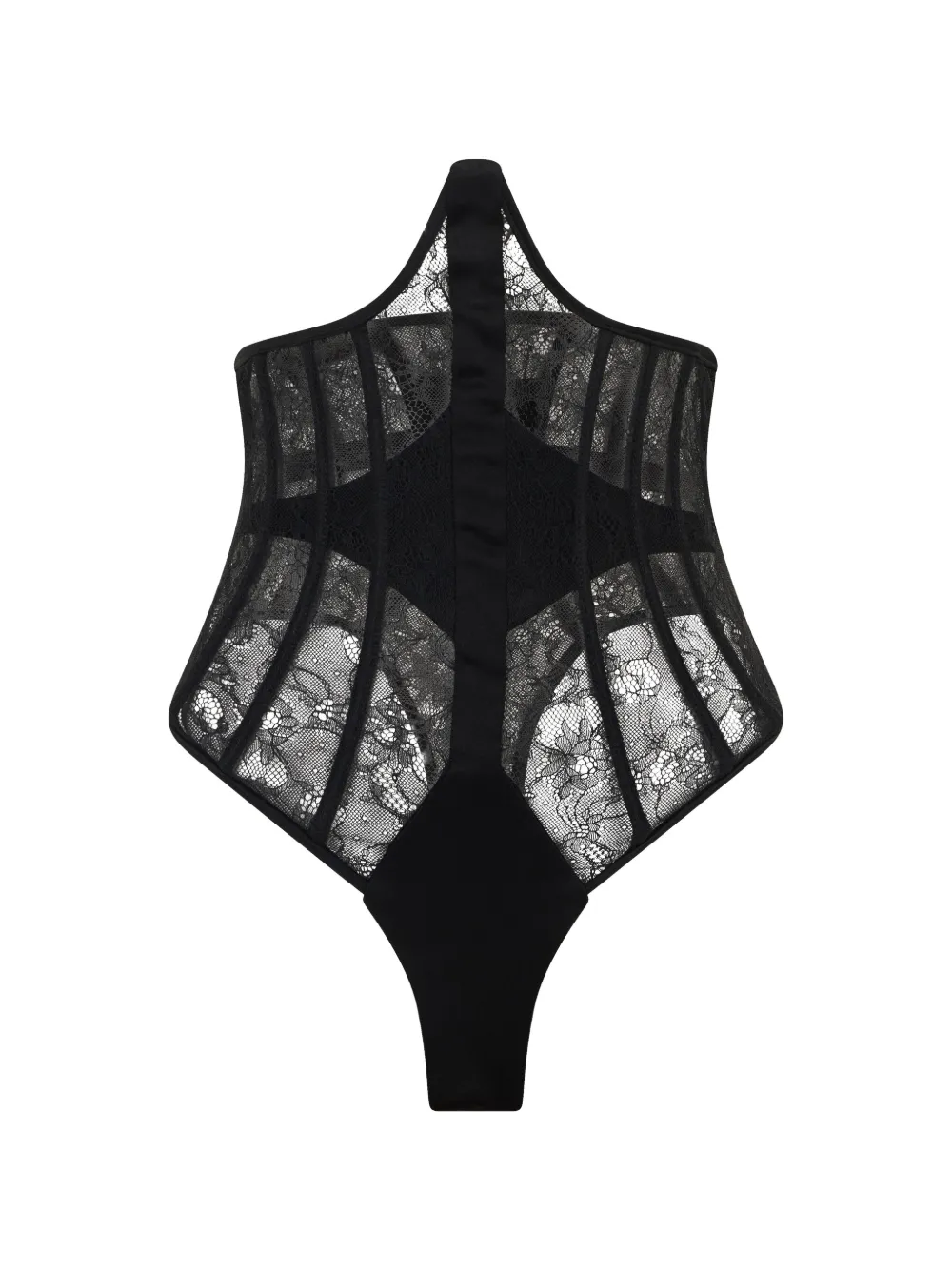 The Mannei lace-panelled boned bodysuit - Schwarz