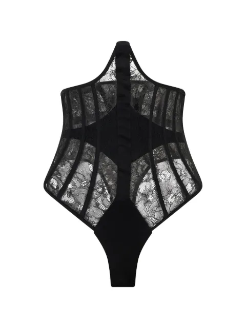 The Mannei lace-panelled boned bodysuit