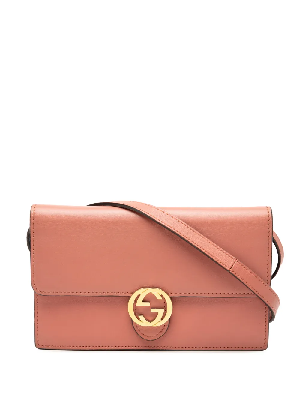 Gucci Pre-Owned 2000-2015 Leather Interlocking G Dollar Wallet On Strap crossbody bag - Rosa