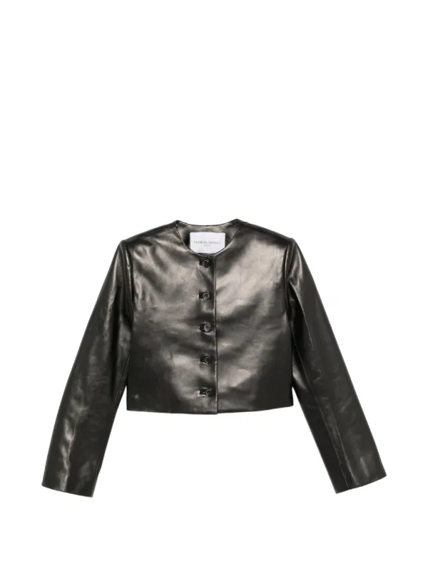 Brandon Maxwell Ryder Leather Jacket in Black