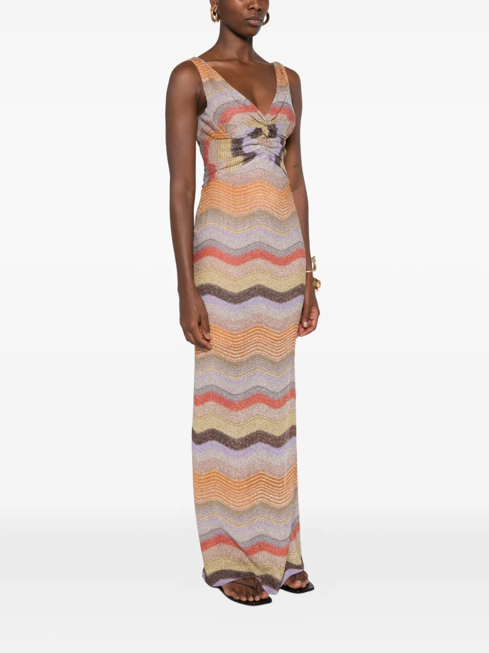 Missoni Gebreide jurk met gedraaid detail en zigzag-patroon Beige