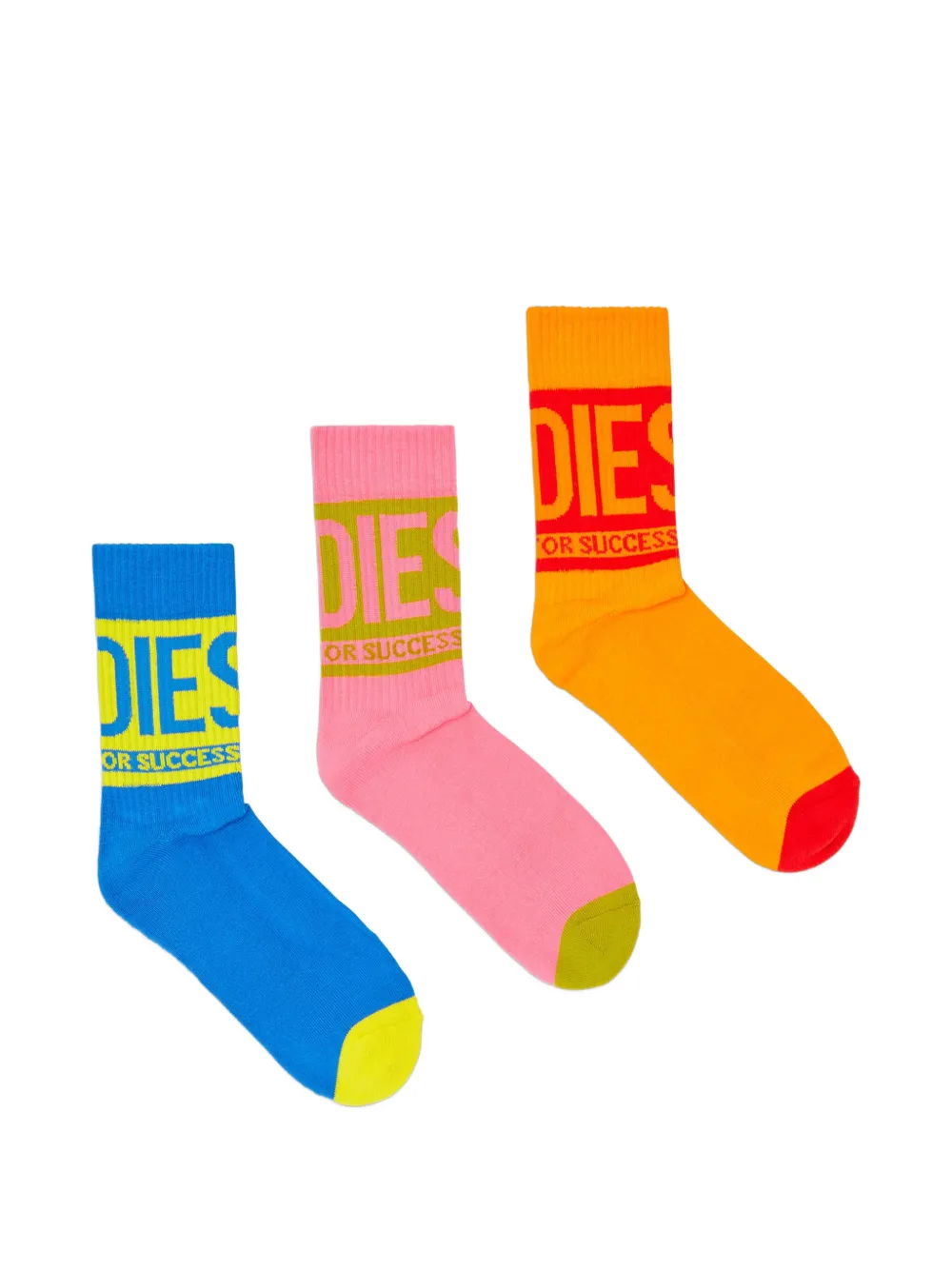 Diesel logo-detail ribbed-cuff cotton socks (pack of three) - Blu