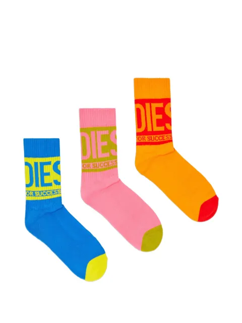 Diesel logo-detail ribbed-cuff cotton socks (pack of three)