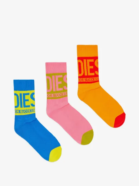 Diesel logo-detail ribbed-cuff cotton socks (pack of three)