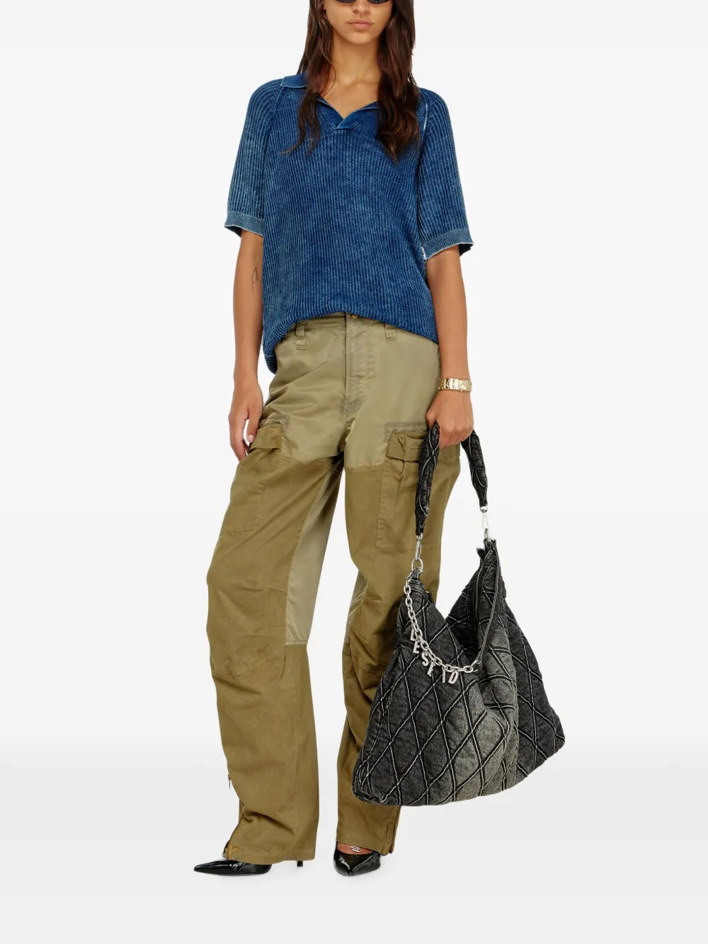 Diesel Cargo broek van katoen en nylon Groen