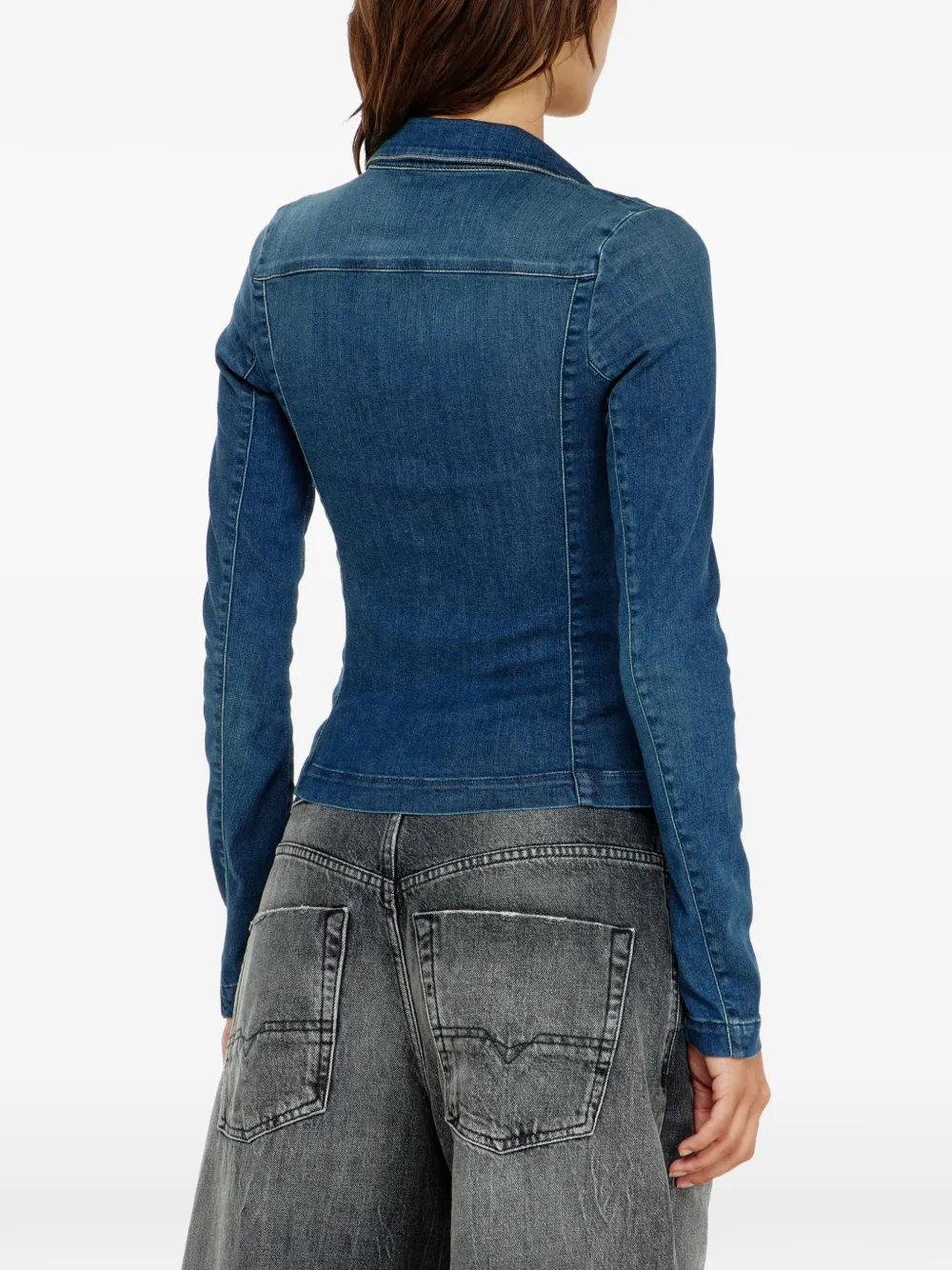 Diesel Denim blouse met rits Blauw