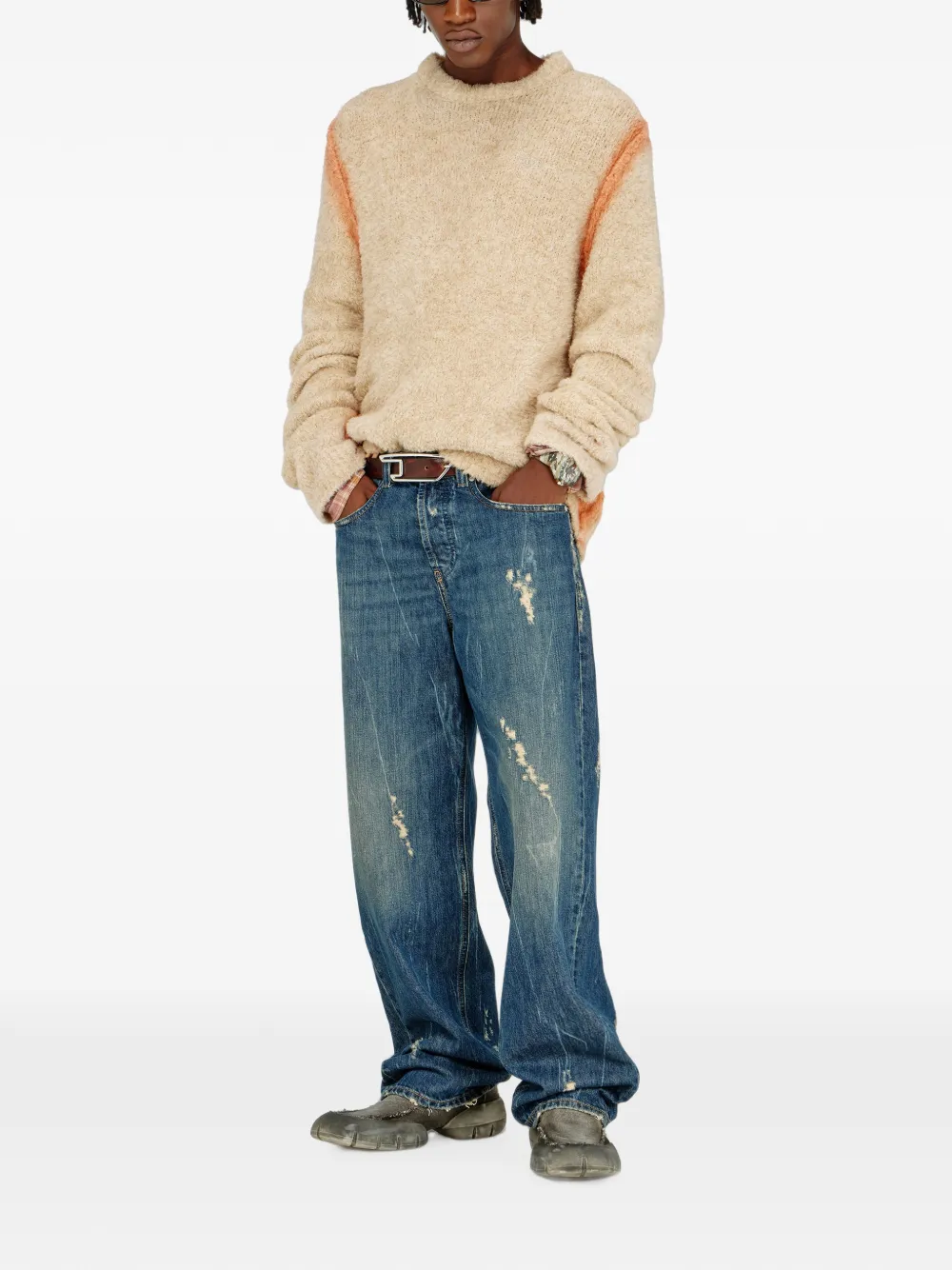 Diesel Trui van alpacablend met geverfde naden Beige