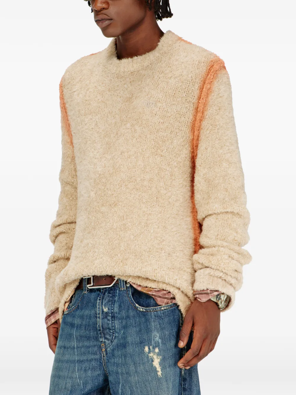 Diesel Trui van alpacablend met geverfde naden Beige