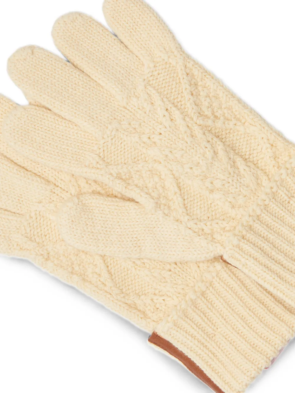 Diesel Gebreide wollen en katoenen handschoenen Beige