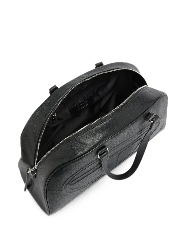 DIESEL レザー ボストンバッグ ブラック Diesel 1DR Dome オーバルDロゴ レザーボストンバッグ | ブラック