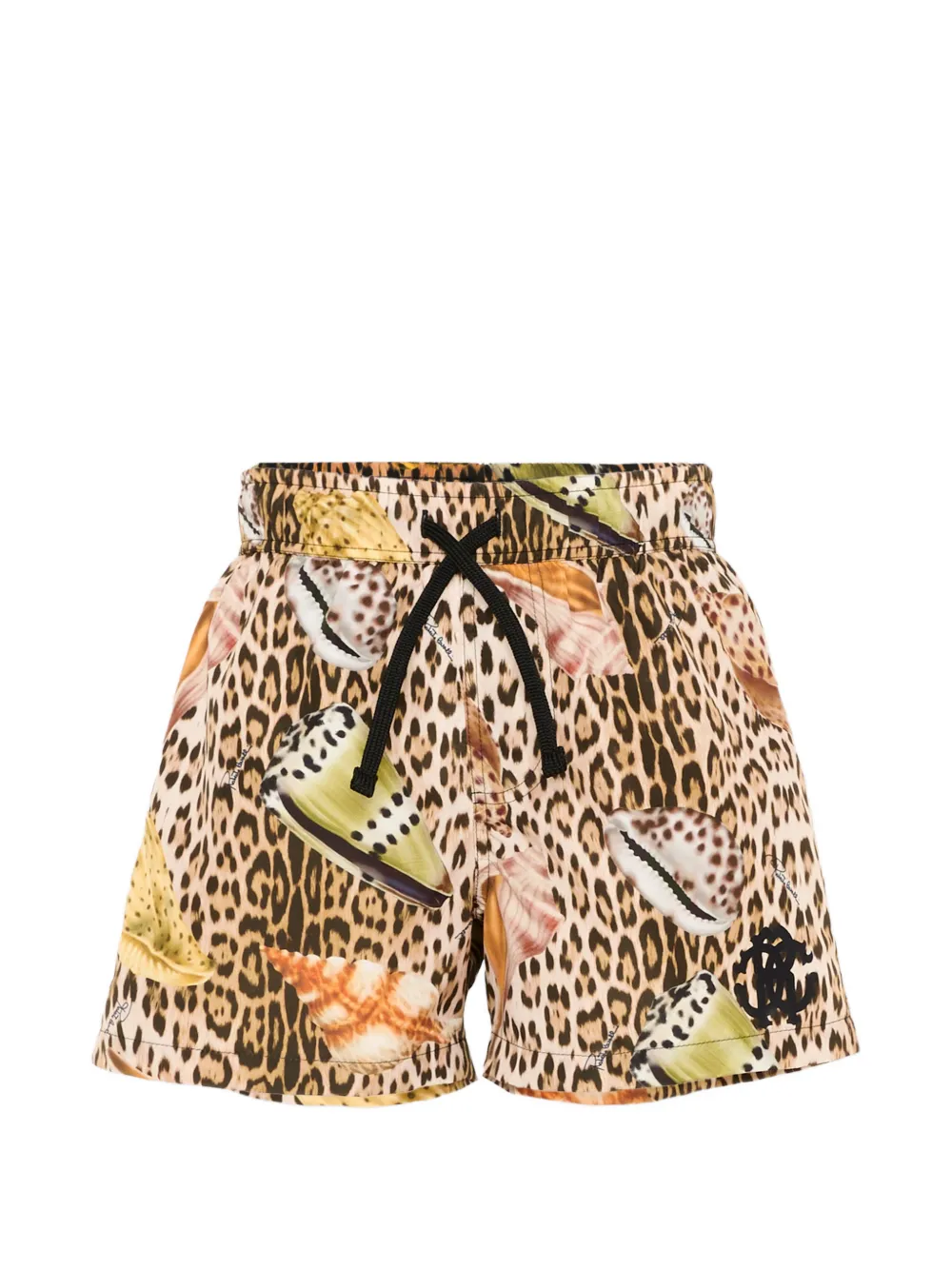 Roberto Cavalli Junior leopard-print seashell swim shorts - Toni neutri