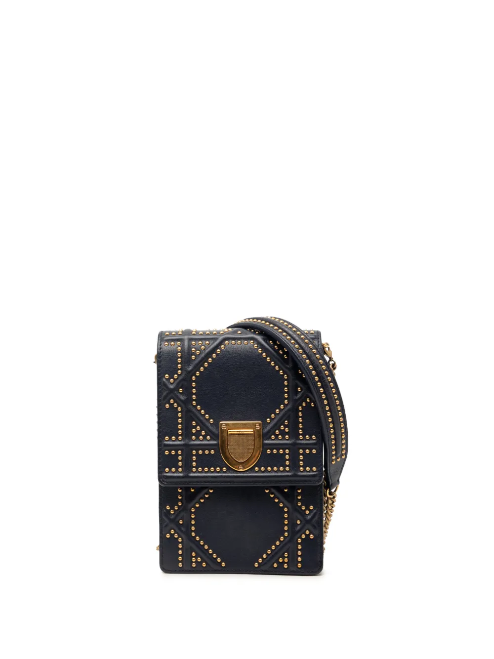 Christian Dior Pre-Owned 2018 Studded Lambskin Vertical Diorama crossbody bag - Blu