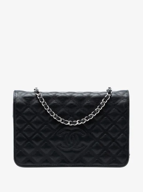 CHANEL Pre-Owned 2018 CC Portemonnaie aus Kalbsleder mit Rautenprägung und Kettenriemen